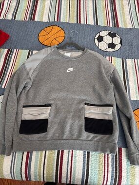 Nike Grey Crewneck Sweatshirt with Black Pocket Panels